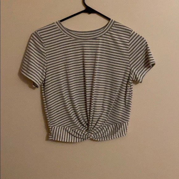 SHEIN Tops - Gray and White Striped Crop Top